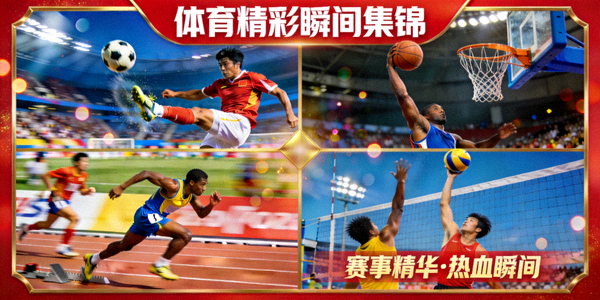 体育精彩瞬间集锦视频缩略图 - 多个赛事高潮片段合成